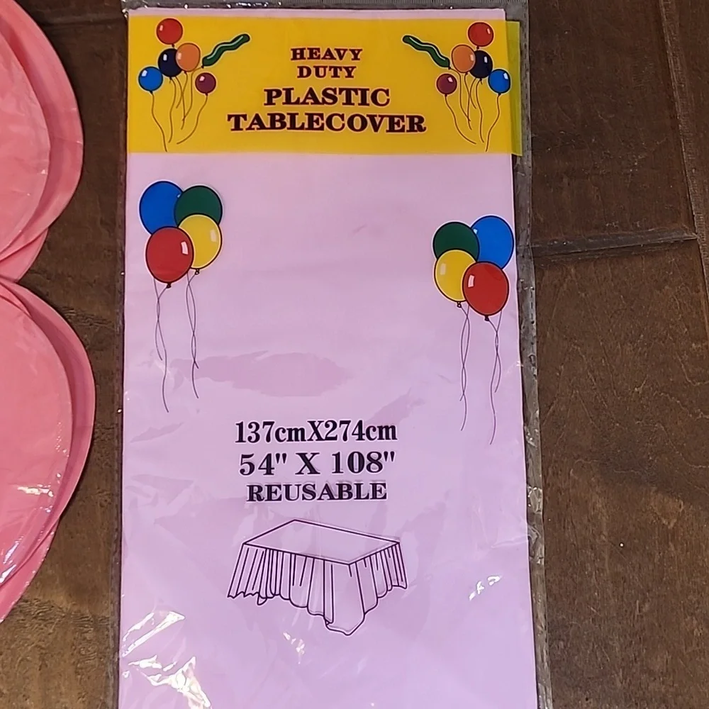 Fourty Seven Pink Inflatable Balloons With Table Cloth Girls, Baby Shower 47